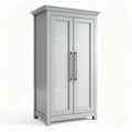 Gray wooden storage cabinet with glass doors 80 x 40 x 180cm