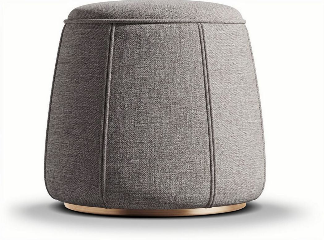 Gray fabric ottoman with wooden base for living room use 40 x 40 x 45cm