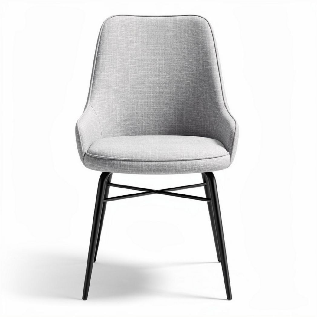 Gray fabric dining chair with black metal legs 50 x 50 x 85cm