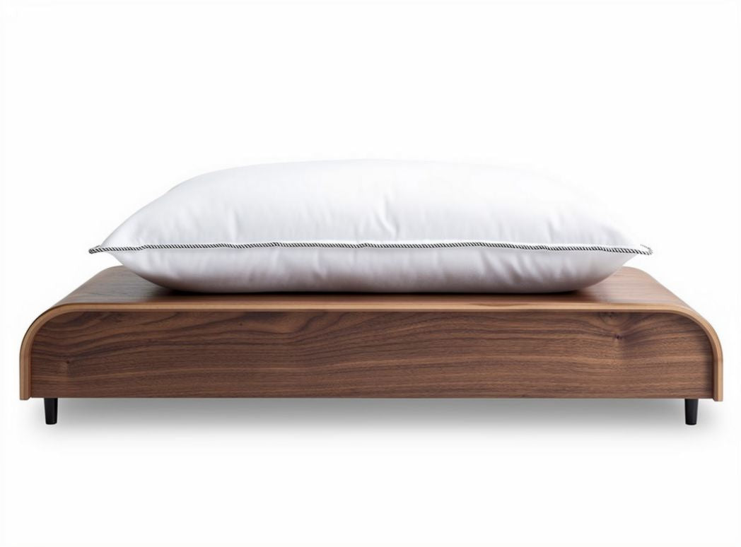 Wood platform bed frame with mattress support and modern design 120 x 80 x 25cm