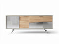 Wood and metal sideboard with storage cabinets in natural finish 150 x 40 x 50cm