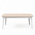 Wooden dining table with white legs in 120 x 60 x 75cm size