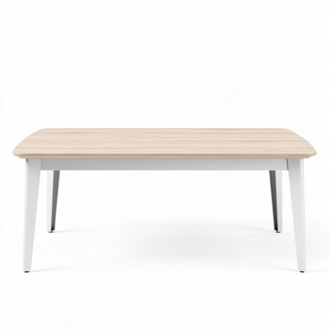 Wooden dining table with white legs in 120 x 60 x 75cm size