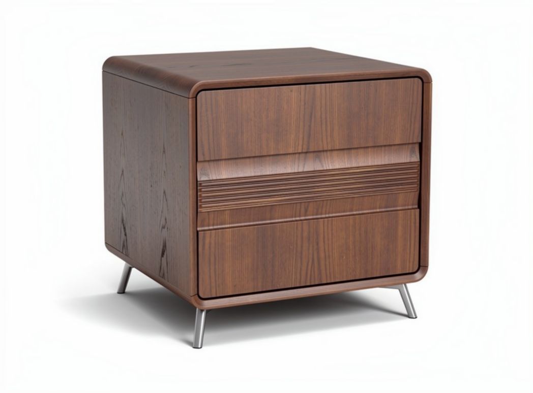 Wooden nightstand with two drawers and metal legs 40 x 40 x 45cm