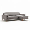 Sectional sofa with fabric upholstery and wooden legs 200 x 85 x 85cm grey