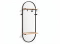 Wall-mounted mirror with wooden shelves and metal hooks 70 x 40 x 12cm