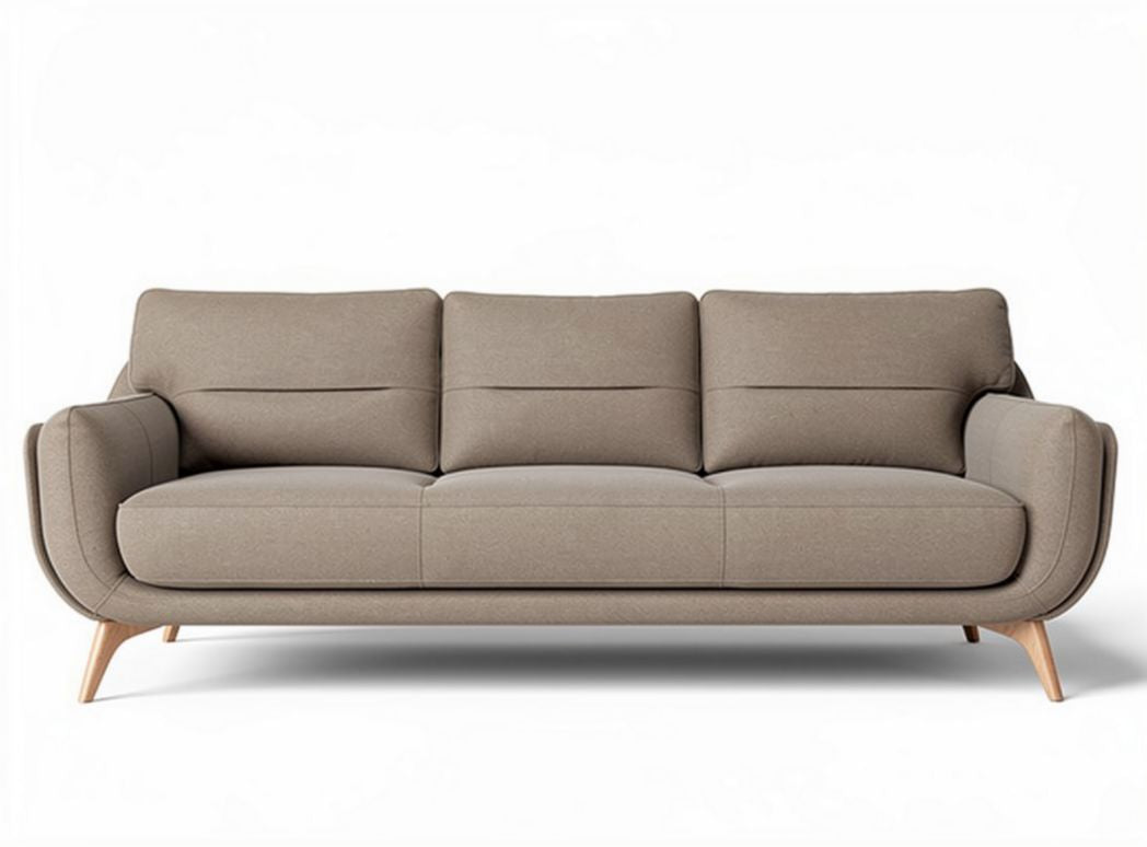 Modern fabric sofa with wooden legs in brown 200 x 90 x 85cm