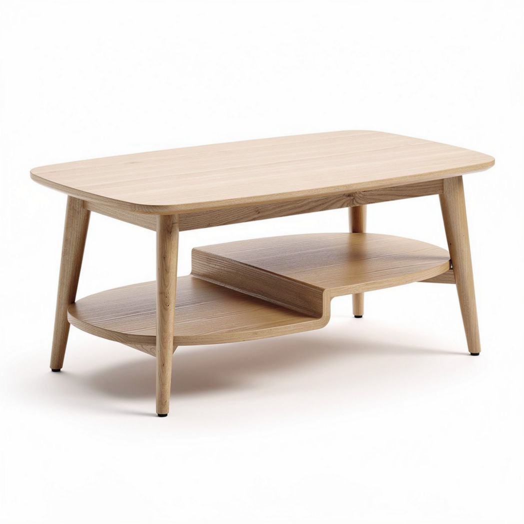 Wooden coffee table with an open shelf walnut finish 120 x 60 x 45cm