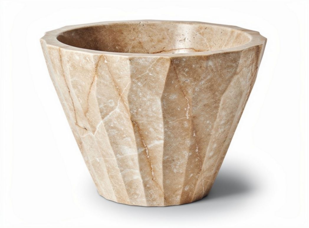 Geometric stone planter for indoor and outdoor use 20 x 20 x 15cm