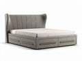 Upholstered storage bed with wingback headboard in gray fabric 200 x 160 x 100cm