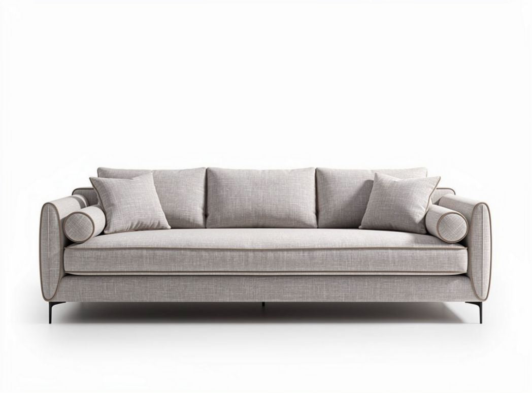 Modern fabric sofa with removable cushions in light grey 200 x 90 x 80cm